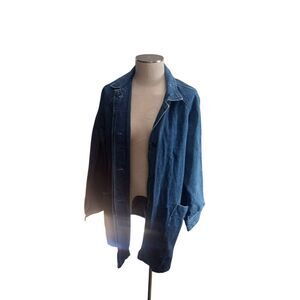Eddie Bauer chambray duster style chore coat shacket large denim